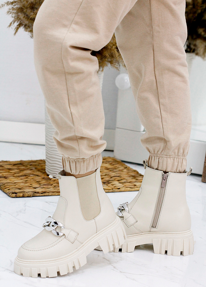 Ботинки женские кожаные бежевые 7880-28