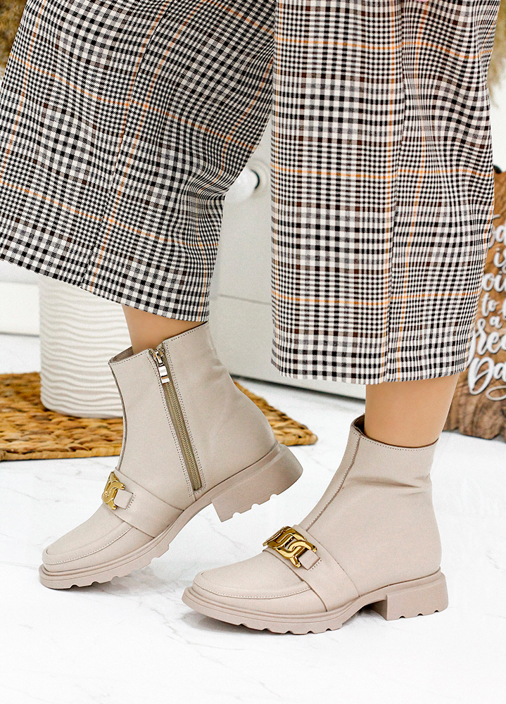 Ботинки женские кожаные бежевые 7876-28