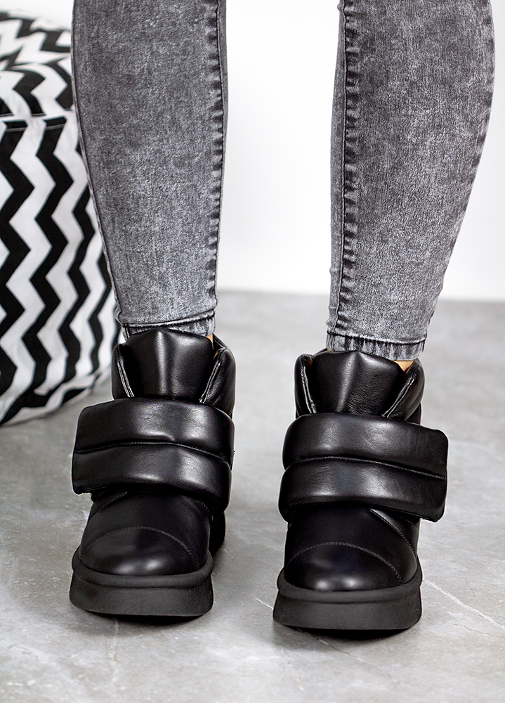 Ботинки женские кожаные черные 8076-28