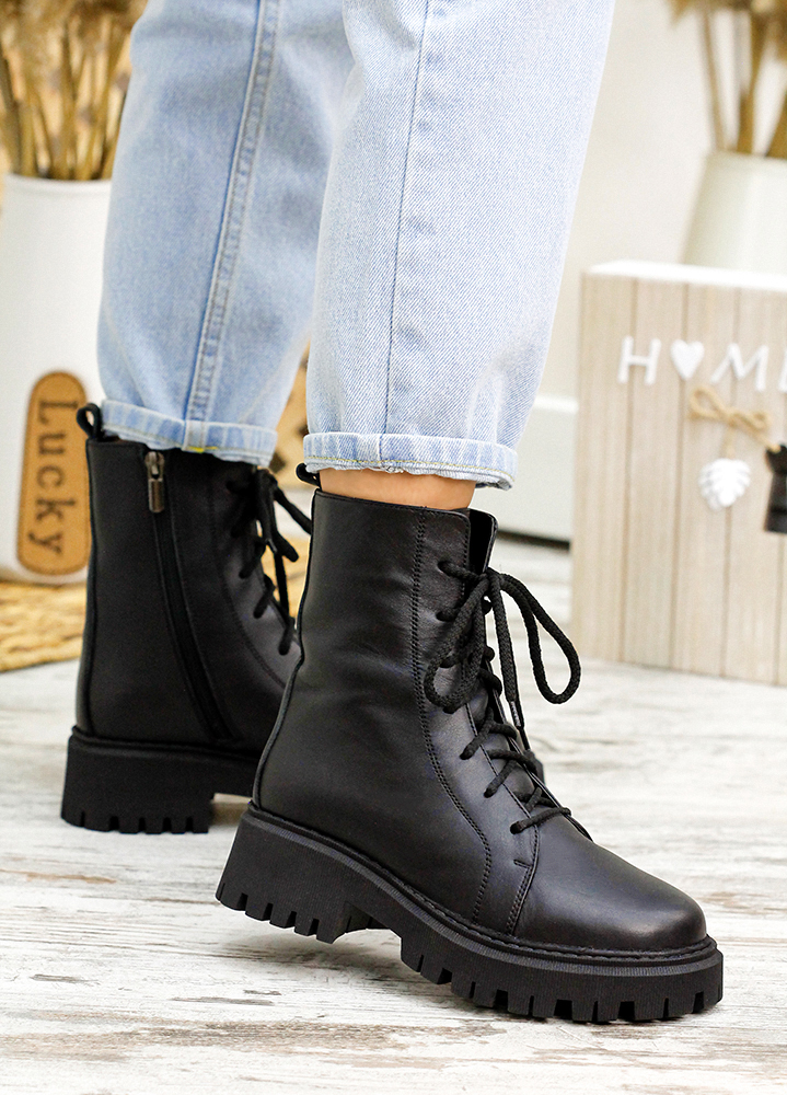 Черевики берці жіночі шкіряні чорні 7822-28