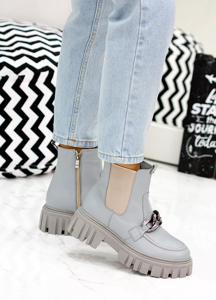 Ботинки женские челси кожаные голубые 7888-28