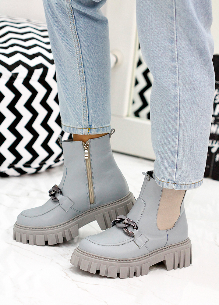 Ботинки женские челси кожаные голубые 7888-28