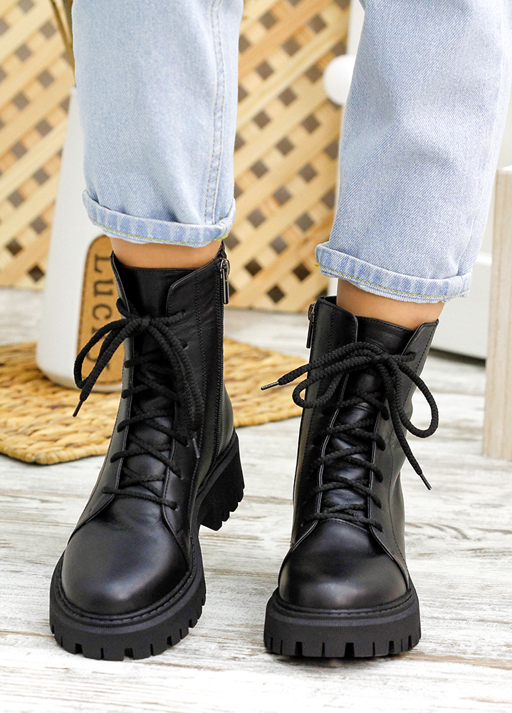 Черевики берці жіночі шкіряні чорні 7822-28