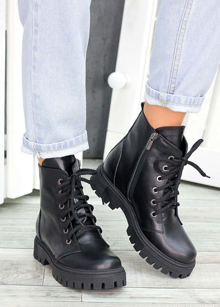 Черевики берці жіночі шкіряні чорні 7459-28