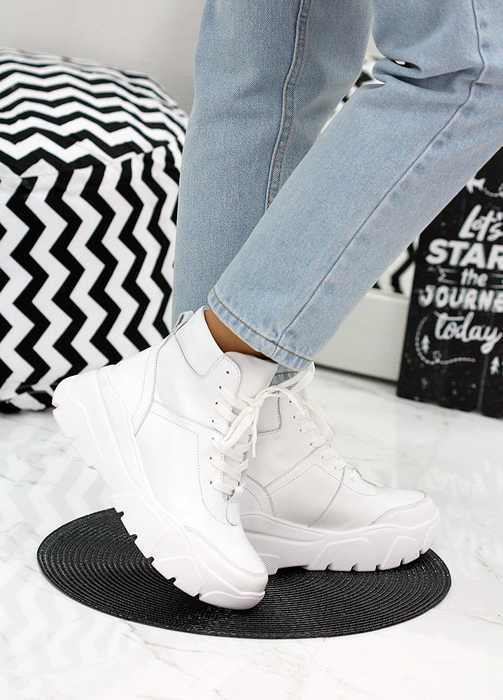 Черевики жіночі шкіряні спортивні білі 7887-28