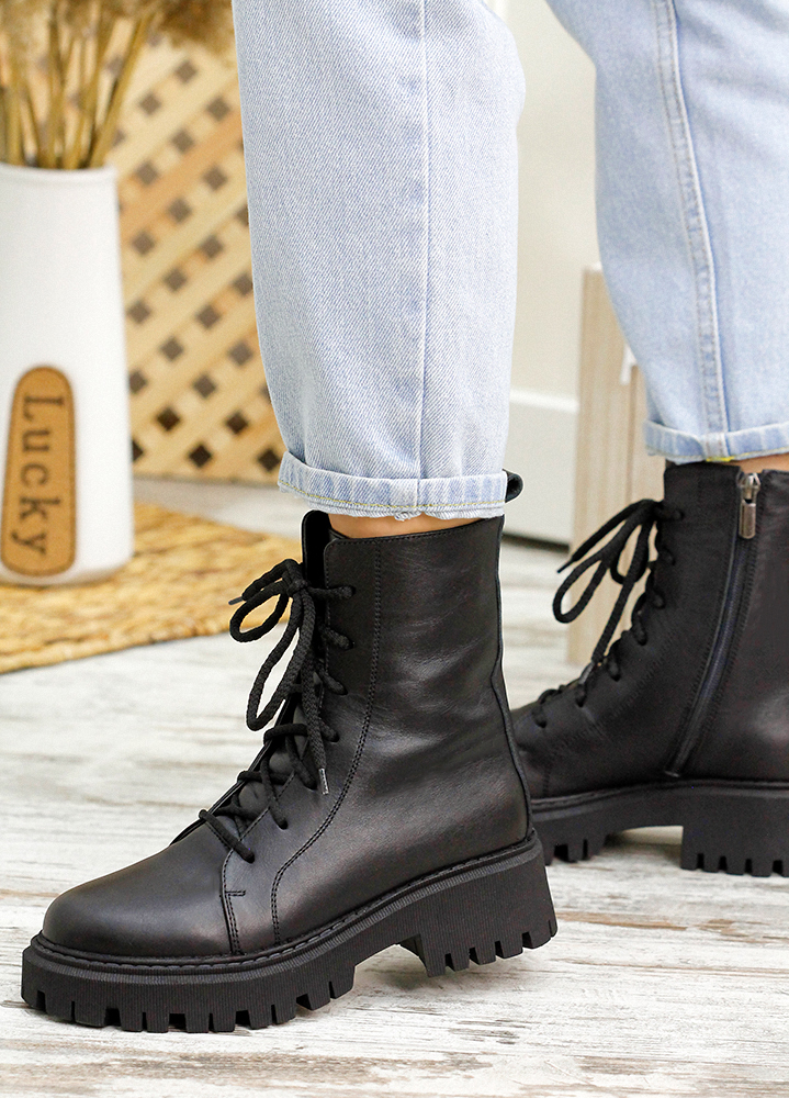 Черевики берці жіночі шкіряні чорні 7822-28