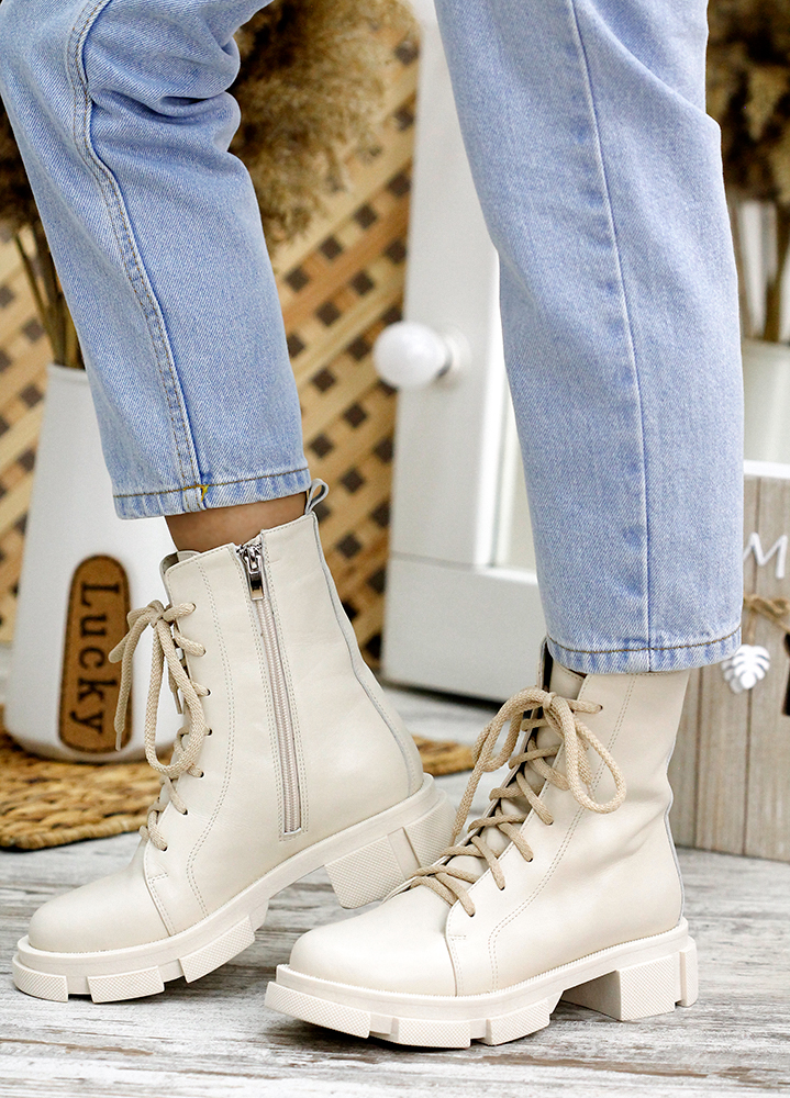 Черевики берці жіночі шкіряні бежеві  7811-28