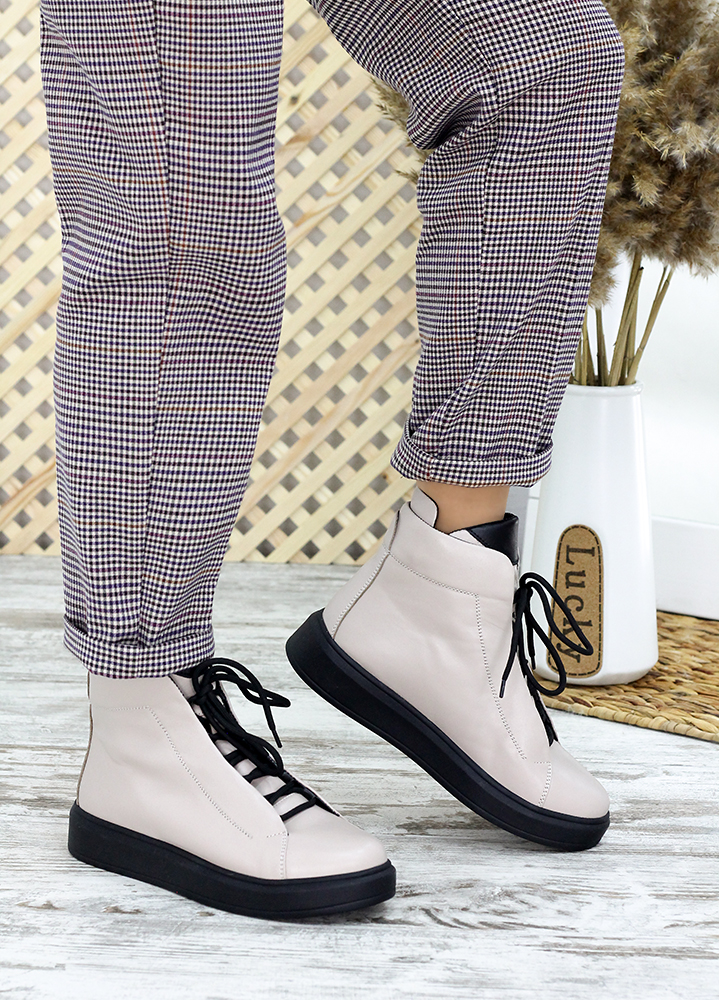 Ботинки женские кожаные бежевые Ultimatum 7656-28