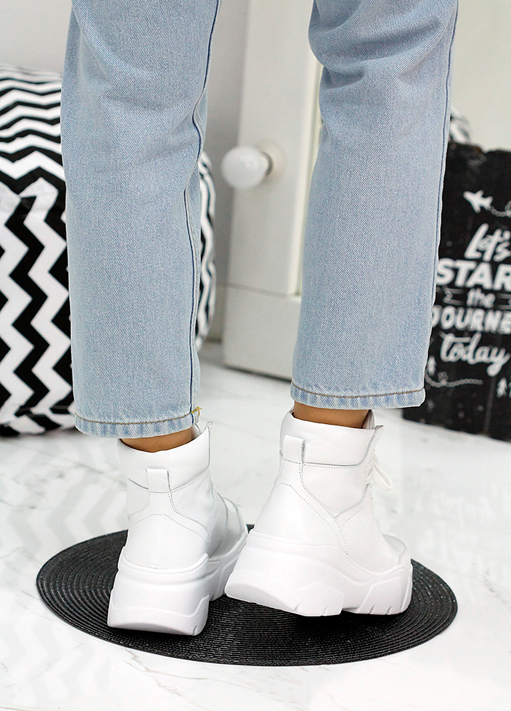 Черевики жіночі шкіряні спортивні білі 7887-28