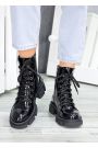 Ботинки берцы женские лак кожа черные 7458-28