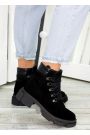 Ботинки трапперы женские замшевые черные7502-28