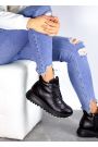 Кроссовки женские высокие кожаные зимние черные 8042-28