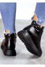 Кроссовки женские высокие кожаные зимние черные 8042-28