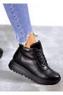 Кроссовки женские высокие кожаные зимние черные 8042-28
