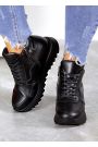 Кроссовки женские высокие кожаные зимние черные 8042-28