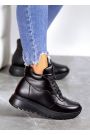 Кроссовки женские высокие кожаные зимние черные 8042-28