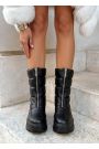 Черевики дутики зимові жіночі шкіряні чорні 8059-28