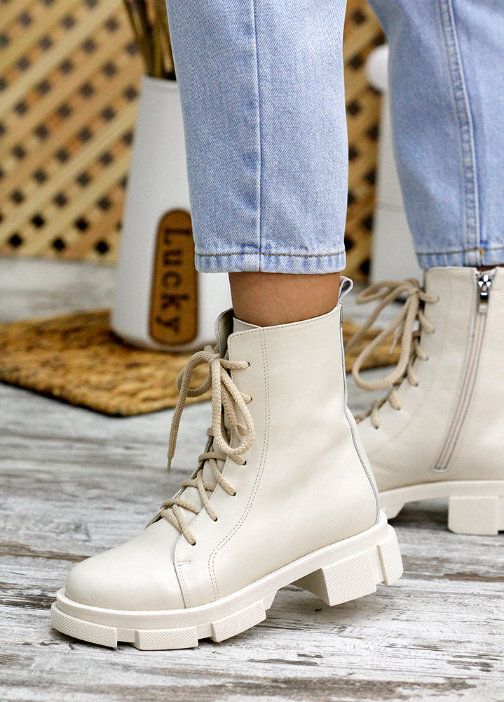 Черевики берці жіночі шкіряні бежеві  7811-28