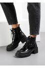 Черевики жіночі лак шкіра на підборах чорні 8525-28