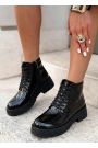 Черевики короткі жіночі лак шкіра платформа чорні 8580-28
