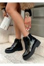 Черевики короткі жіночі лак шкіра платформа чорні 8580-28