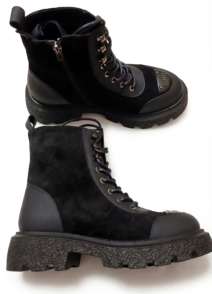 Черевики берці жіночі шкіряні чорні 8583-28