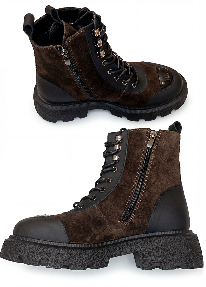 Ботинки берцы женские кожаные коричневые 8584-28