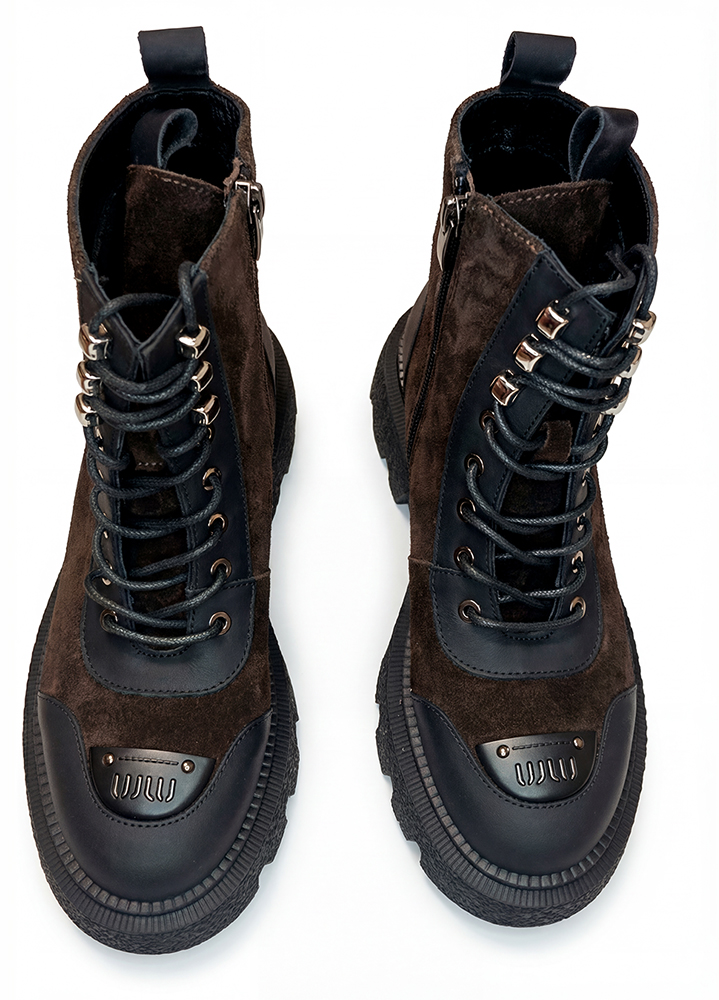 Ботинки берцы женские кожаные коричневые 8584-28