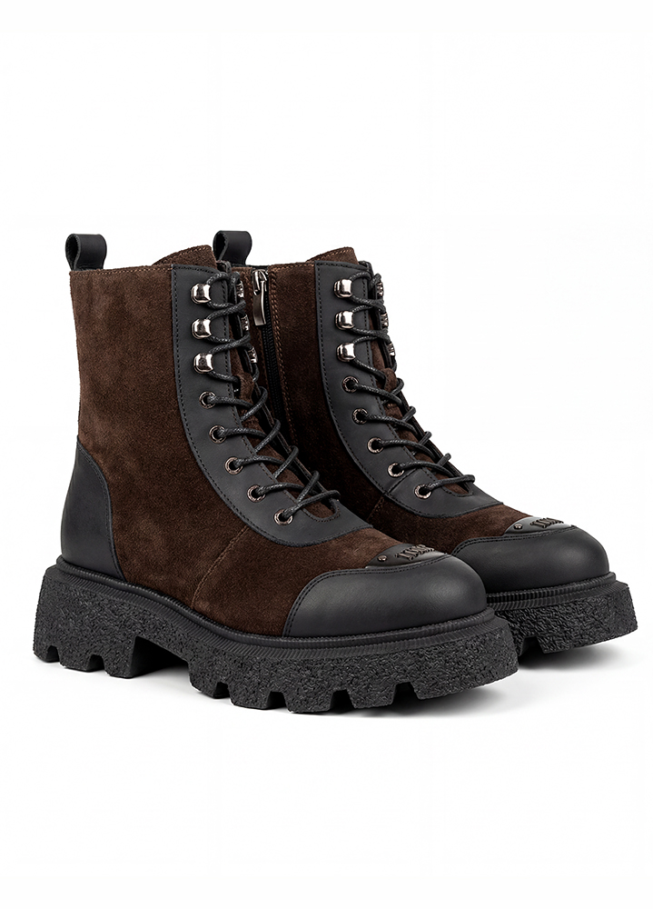 Ботинки берцы женские кожаные коричневые 8584-28