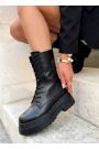 Ботинки женские кожаные черные на платформе 8587-28