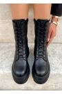 Ботинки женские кожаные черные на платформе 8587-28