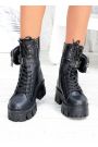 Ботинки женские кожаные черные с кошельком 7557-28