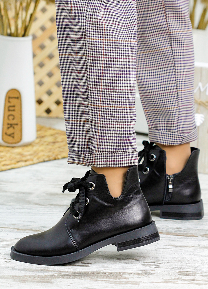 Черевики короткі жіночі шкіряні чорні 7795-28