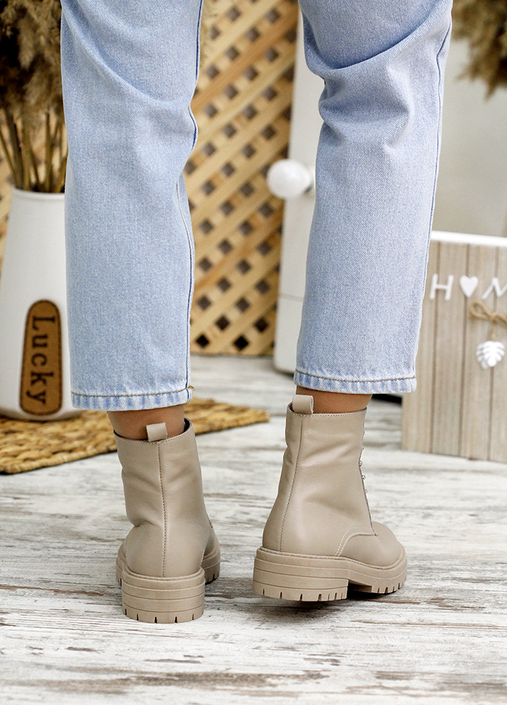 Черевики берці жіночі шкіряні бежеві 7804-28