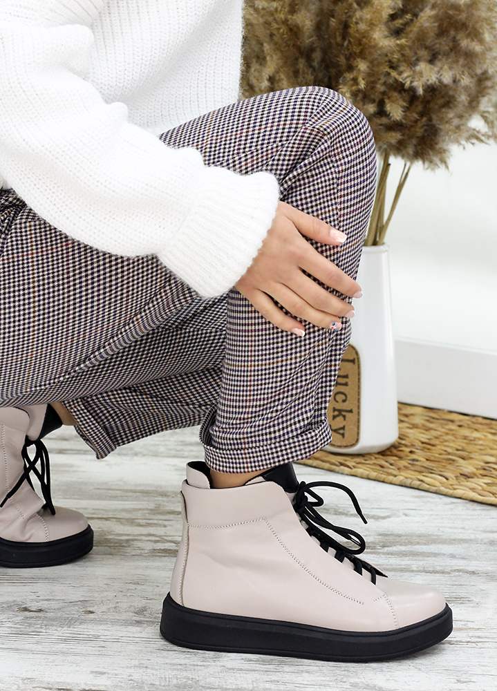 Ботинки женские кожаные бежевые Ultimatum 7656-28