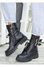 Черевики жіночі шкіряні чорні з пряжками 7456-28