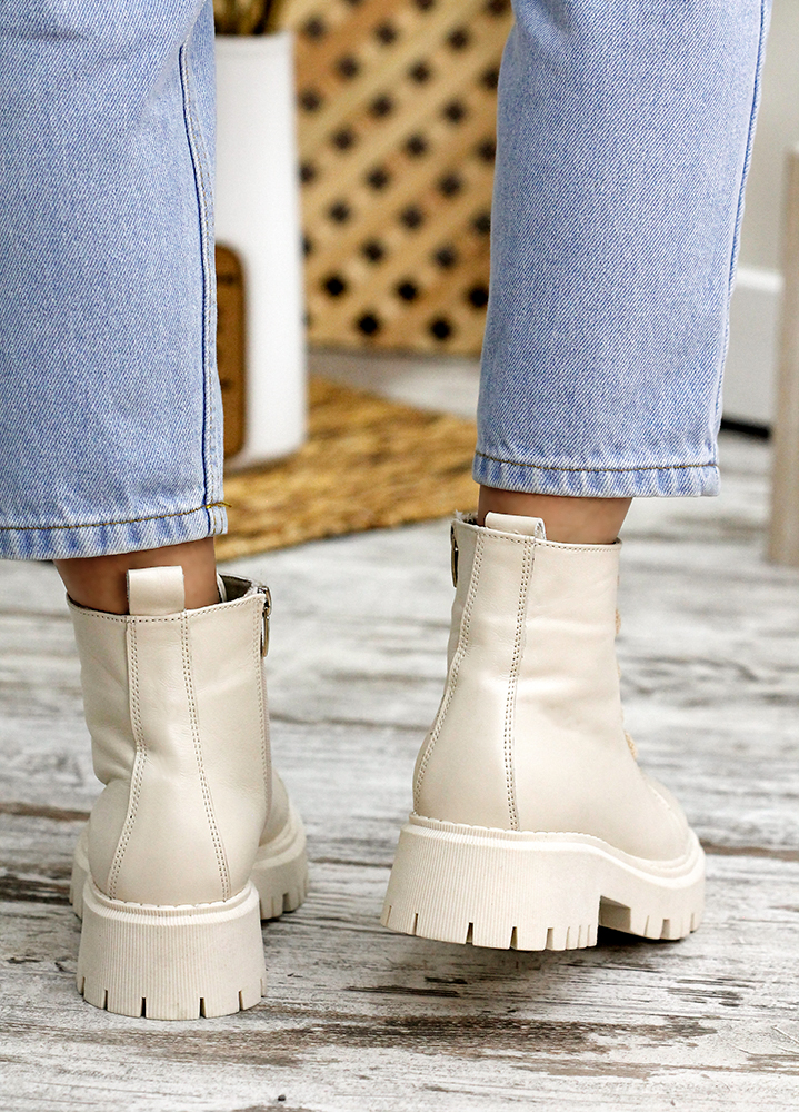 Черевики берці жіночі шкіряні бежеві  7806-28