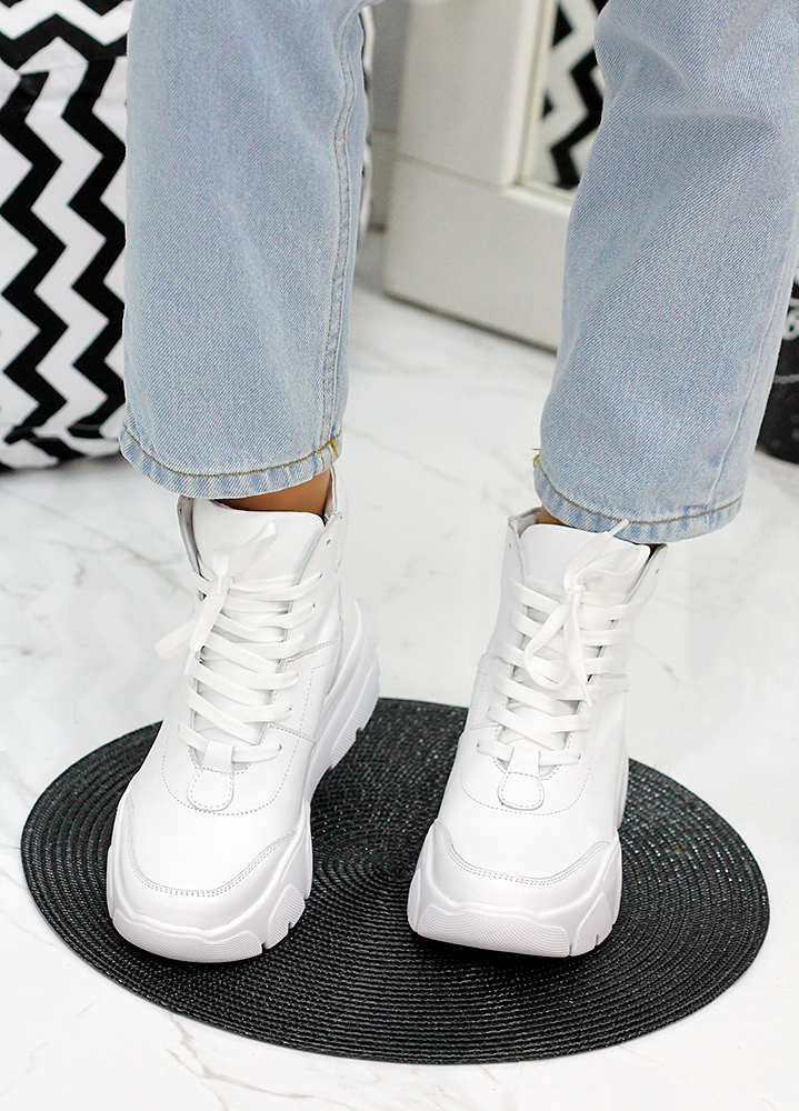 Черевики жіночі шкіряні спортивні білі 7887-28