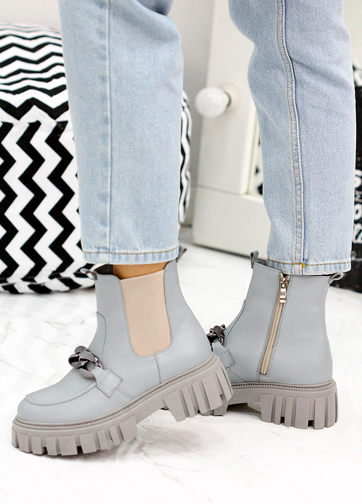 Ботинки женские челси кожаные голубые 7888-28