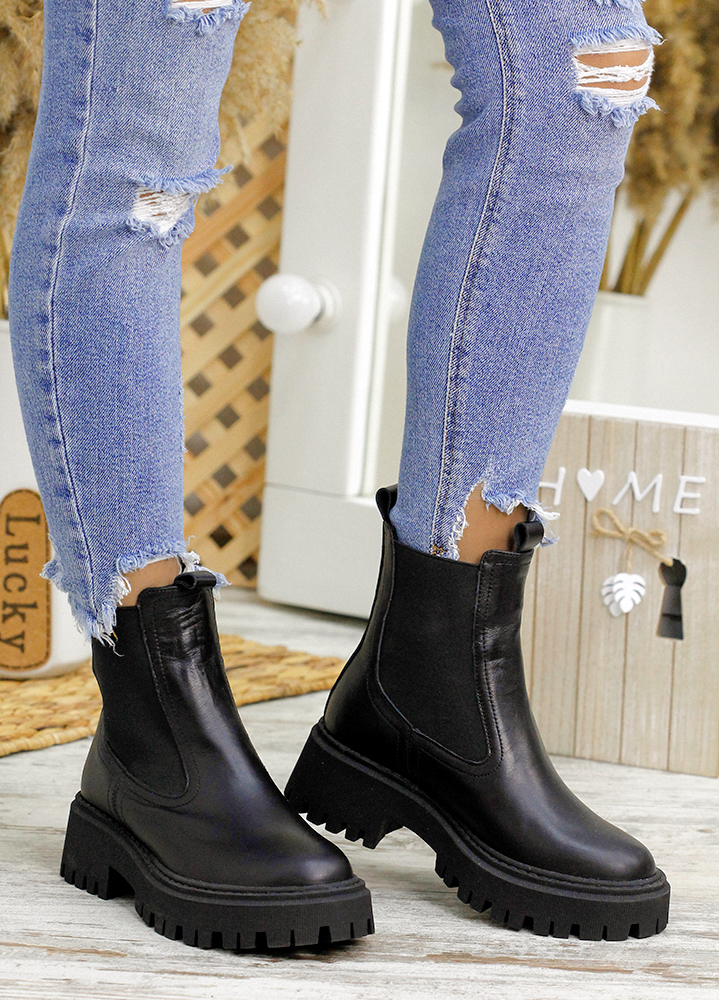Черевики Челсі жіночі шкіряні чорні 7801-28