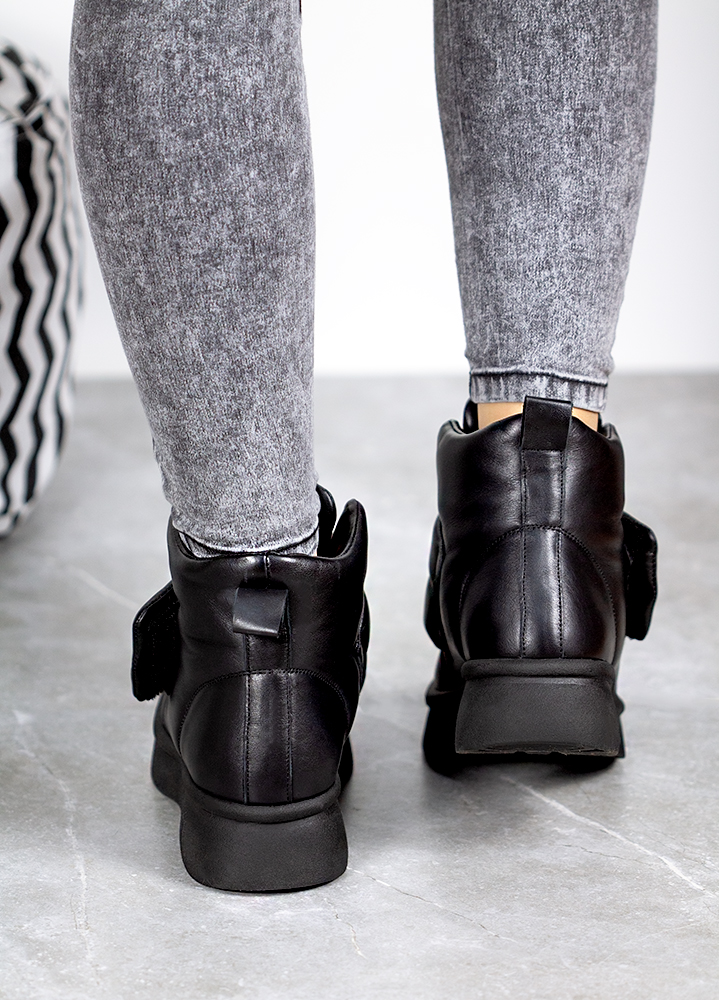 Ботинки женские кожаные черные 8076-28