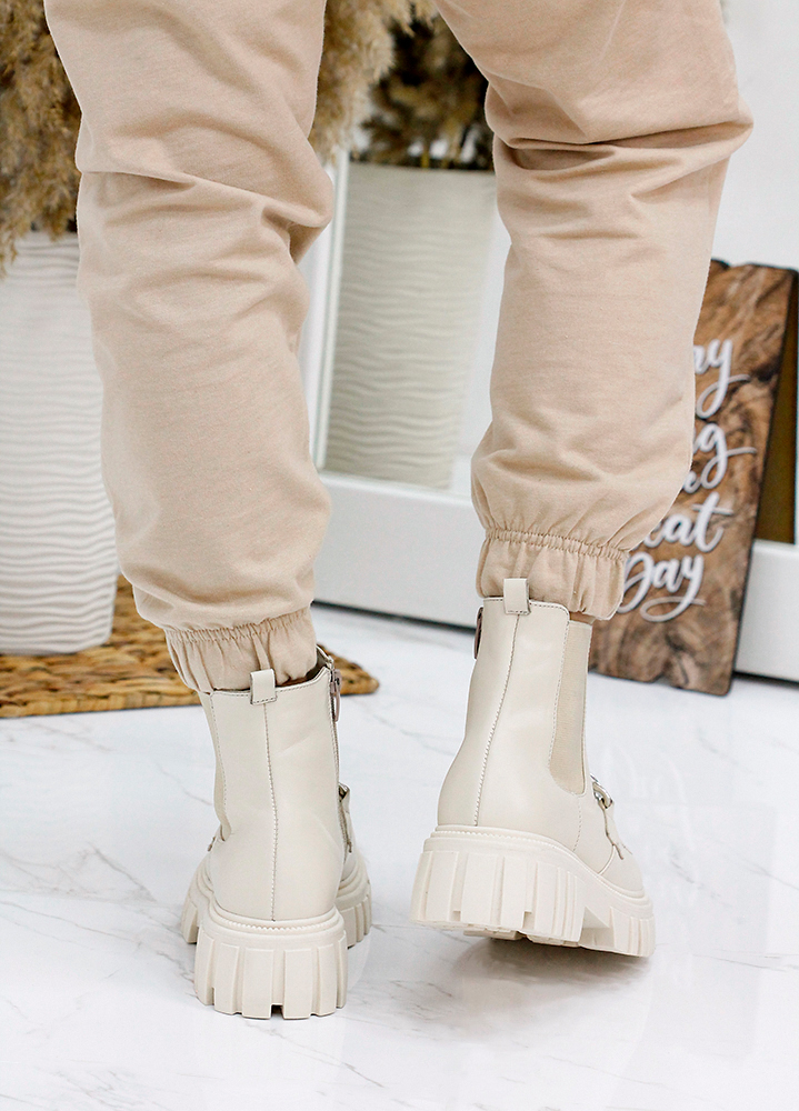 Ботинки женские кожаные бежевые 7880-28