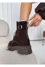 Черевики берці жіночі замша brown з пряжкою 8545-28