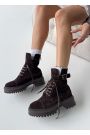Черевики берці жіночі замша brown з пряжкою 8545-28