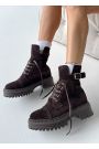 Черевики берці жіночі замша brown з пряжкою 8545-28