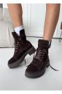 Черевики берці жіночі замша brown з пряжкою 8545-28
