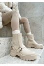 Ботинки Челси женские кожаные бежевый 8768-28