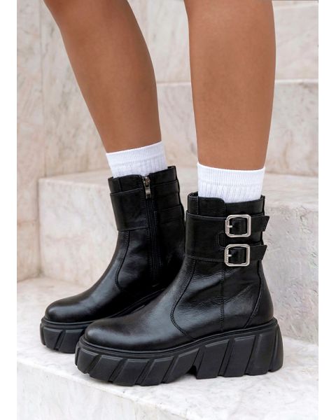 Черевики жіночі шкіряні на платформі чорний 8790-28 Черевики жіночі шкіряні на платформі чорний 8790-28