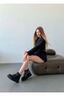 Черевики жіночі лак шкіра на платформі чорні 8258-28