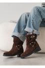 Ботинки женские замшевые brown с ремешками 8441-28